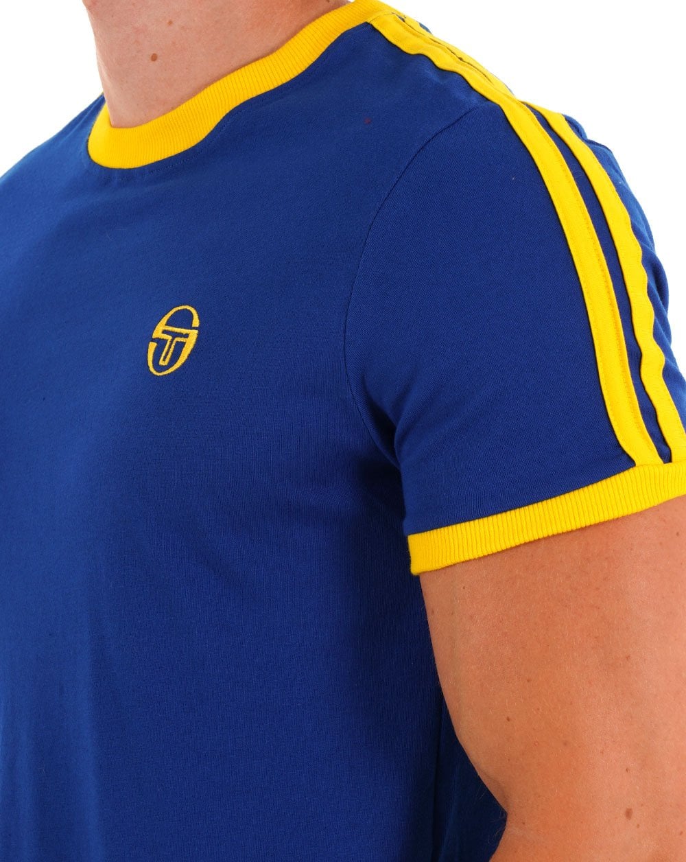Sergio Tacchini Retro T Shirt Royal Blue/Yellow - Image 2