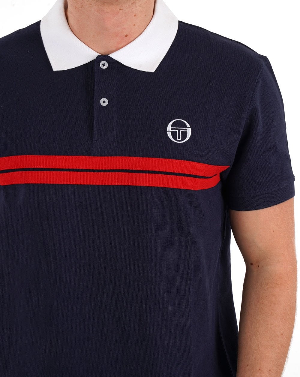 Sergio Tacchini Supermac Polo Shirt Navy Blue/Dark Red - Image 2