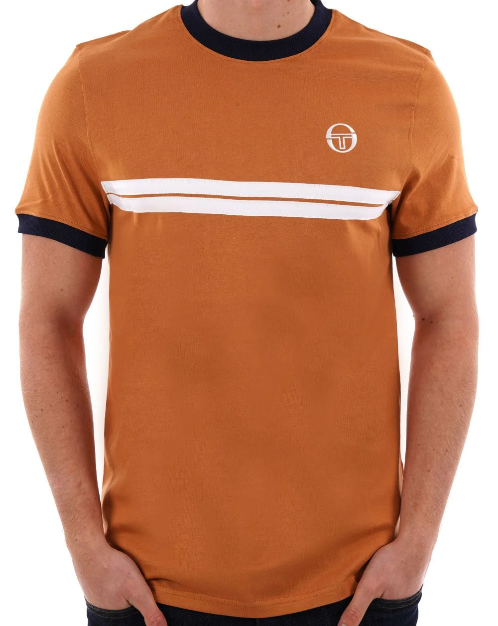 Sergio Tacchini Supermac T Shirt Tan Navy
