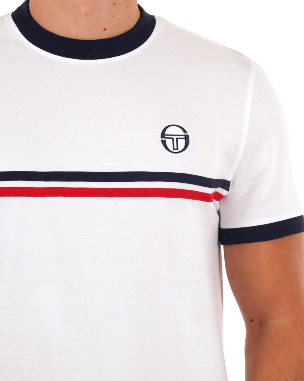 Sergio Tacchini Supermac T Shirt White/Navy Blue - Image 2