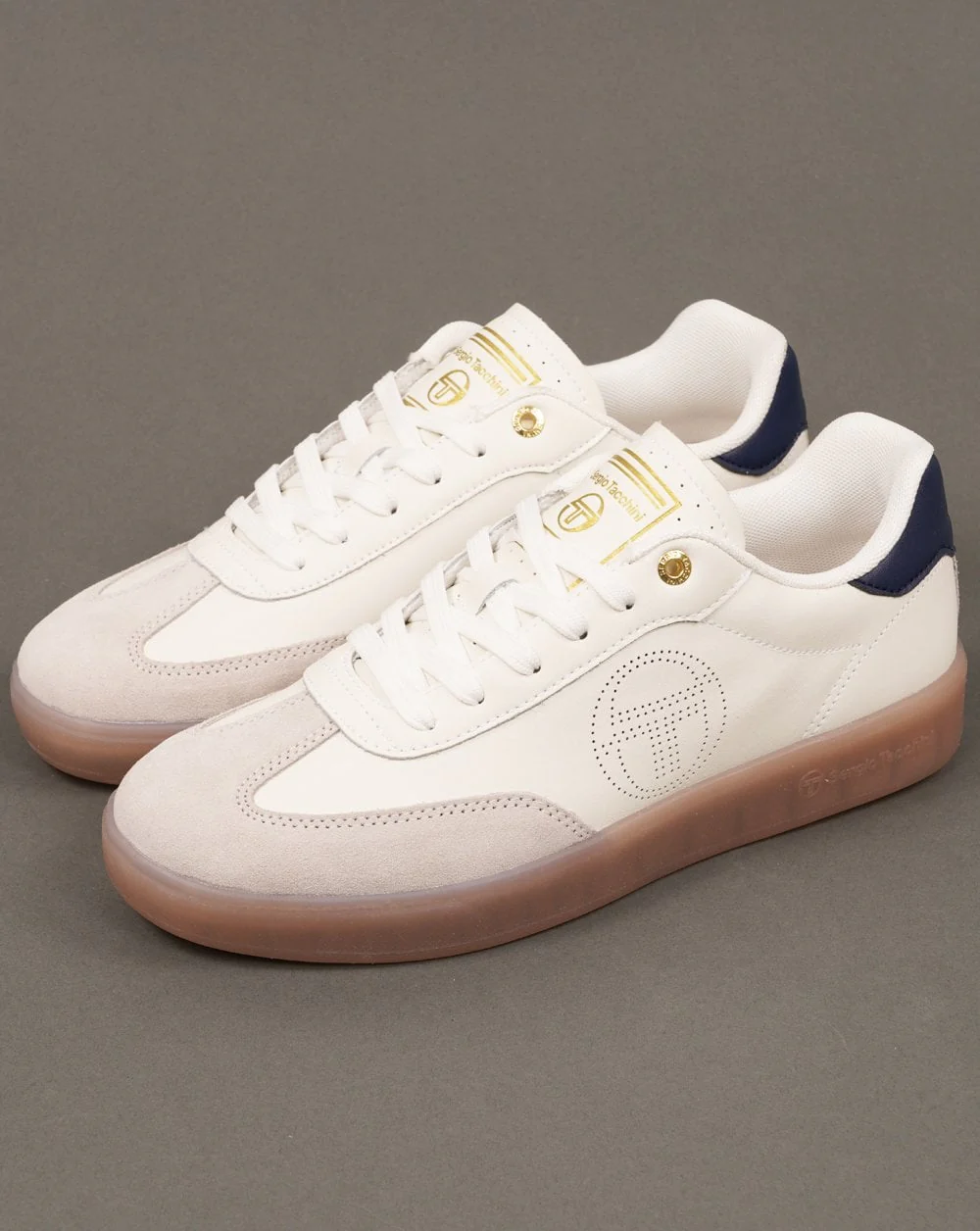 Sergio Tacchini Taormina Leather Trainers White/Navy - Image 2
