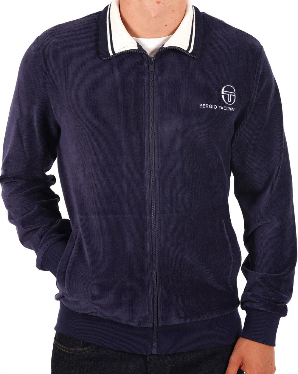 Sergio Tacchini Textured rib Velour Track Navy - Image 3