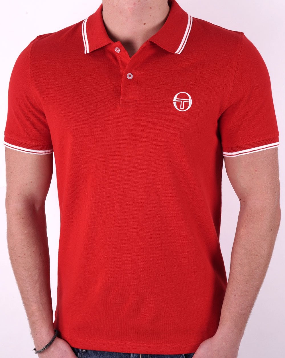 Sergio Tacchini Tipped Polo Shirt Dark Red/White - Image 4