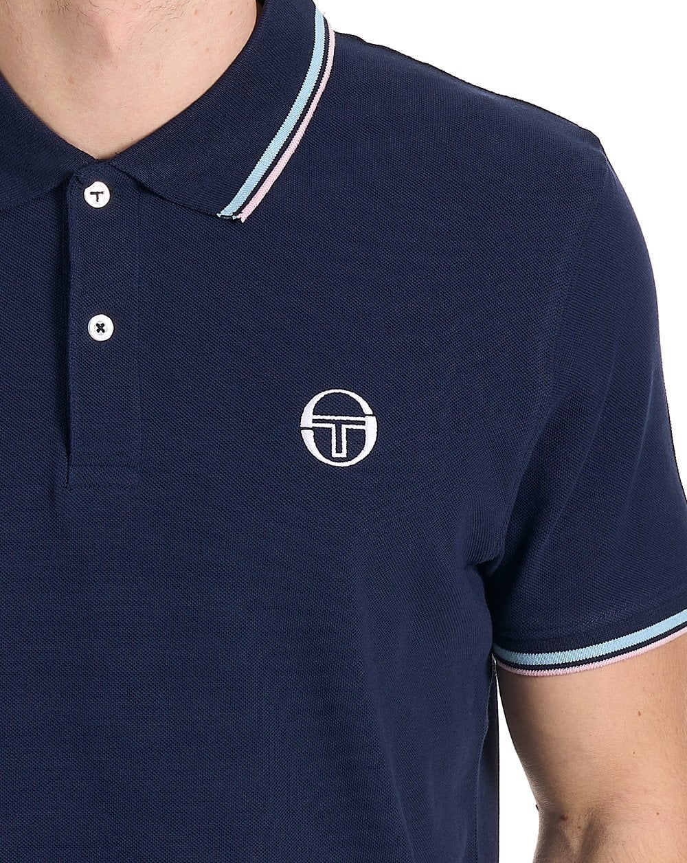Sergio Tacchini Tipped Polo Shirt Navy / Sky / Pink - Image 3