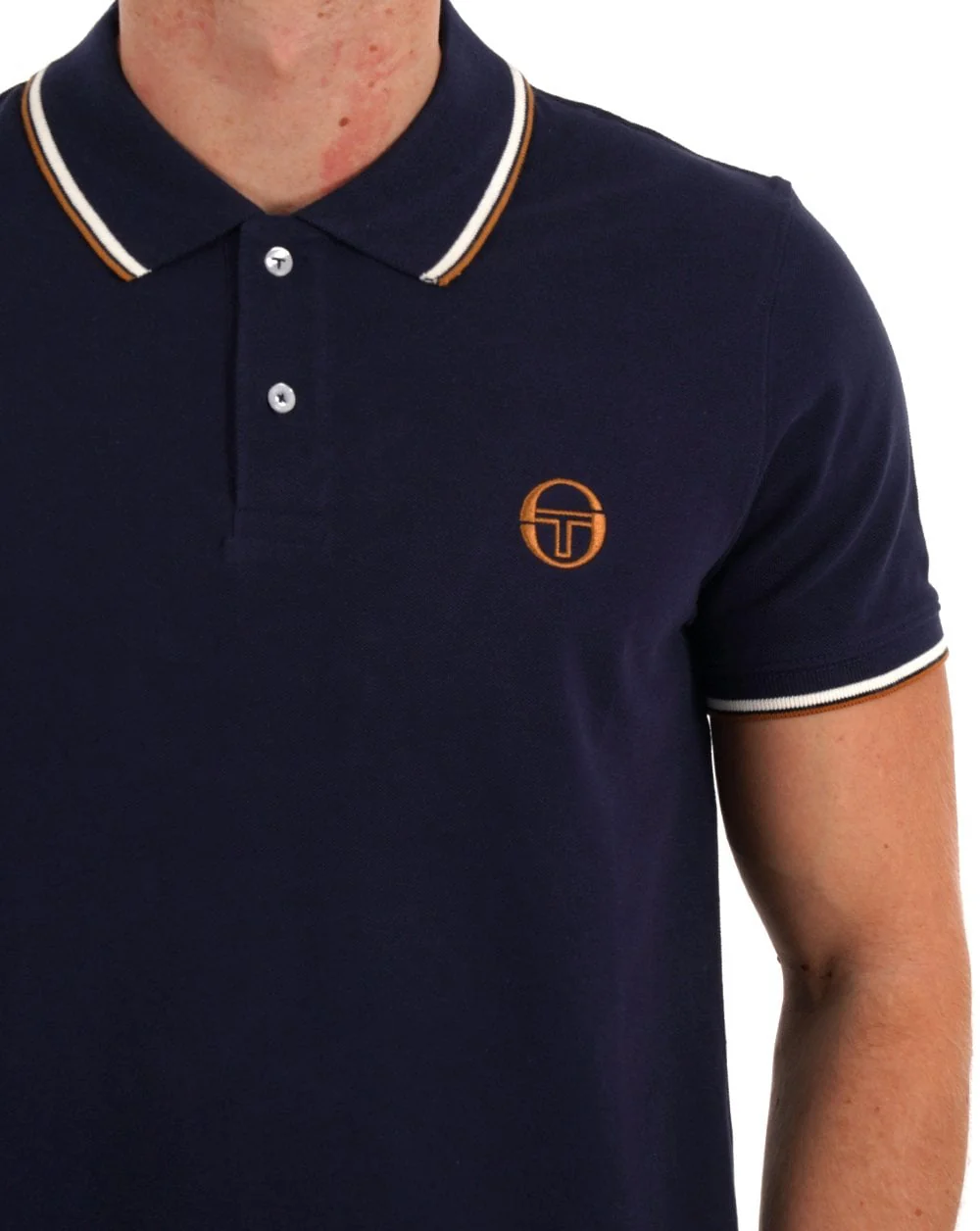 Sergio Tacchini Tipped Polo Shirt Navy Blue - Image 2