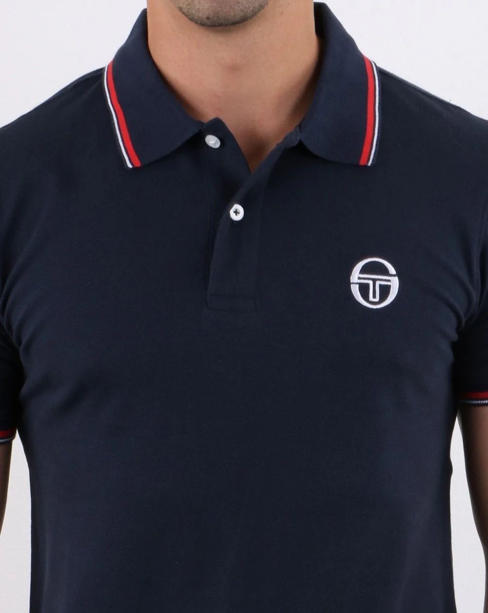 Sergio Tacchini Tipped Polo Shirt Navy/Red - Image 2