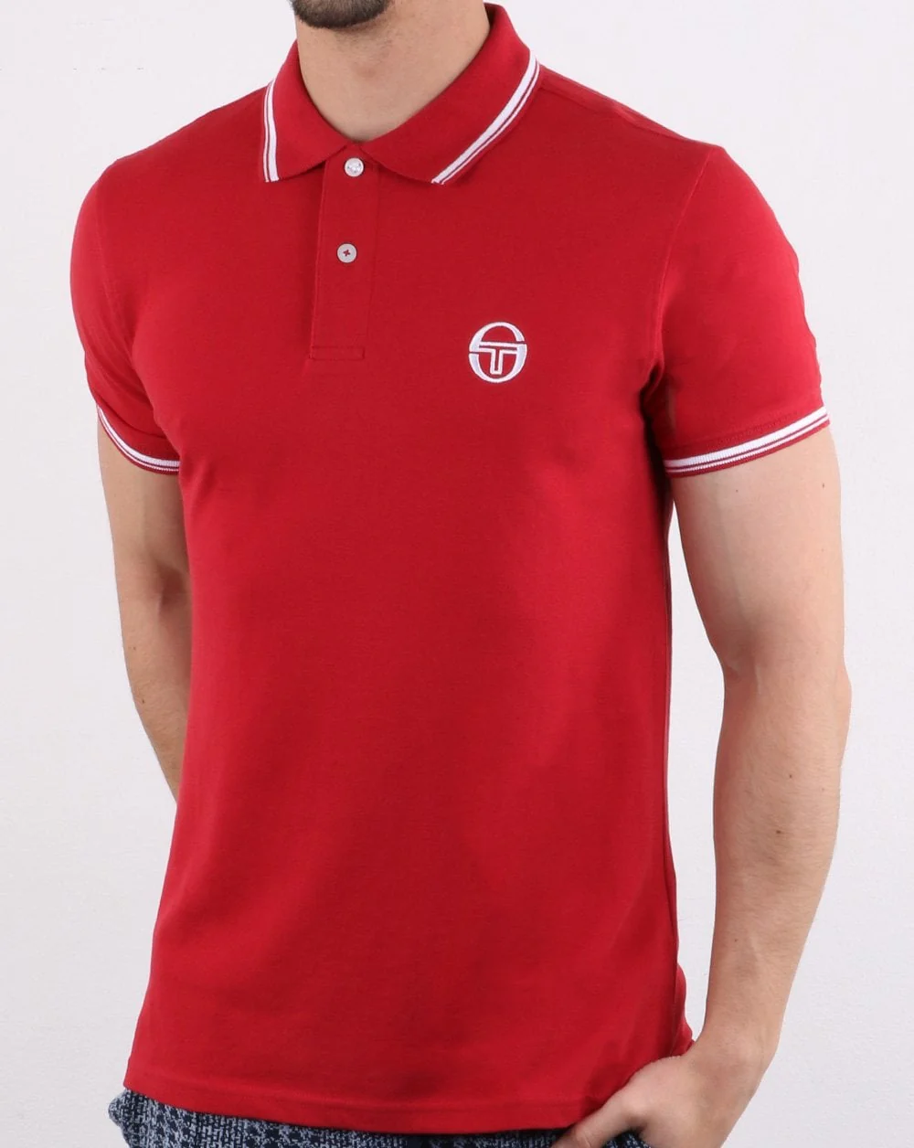 Sergio Tacchini Tipped Polo Shirt Red/white - Image 2