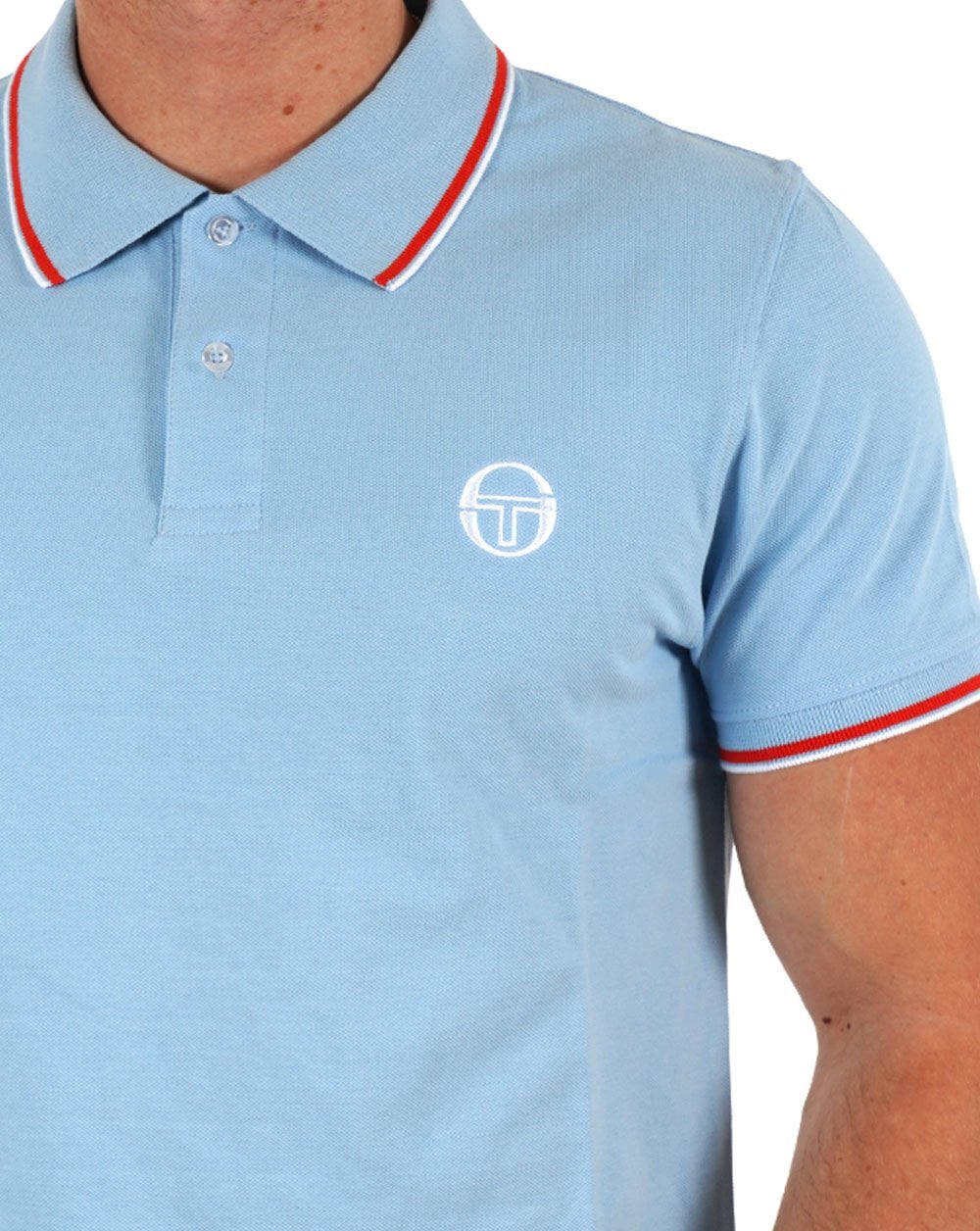 Sergio Tacchini Tipped Polo Shirt Sky Blue - Image 2