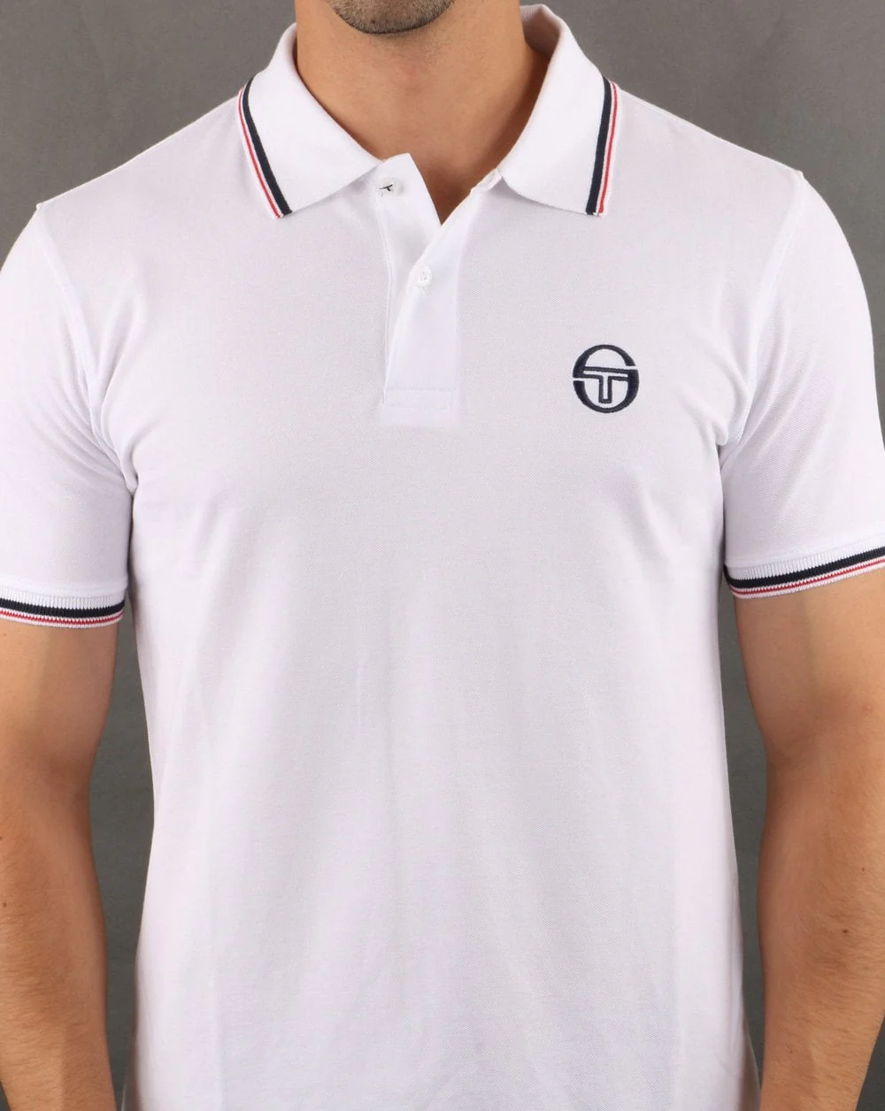 Sergio Tacchini Tipped Polo Shirt White/Navy - Image 4