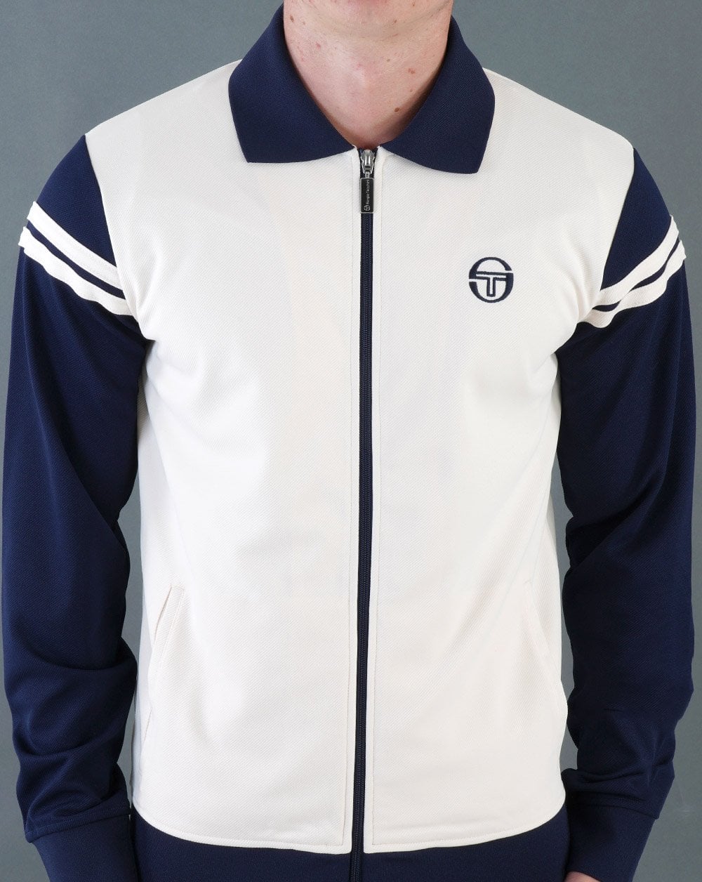 Sergio Tacchini Verdi Track Top Cream / Navy - Image 2