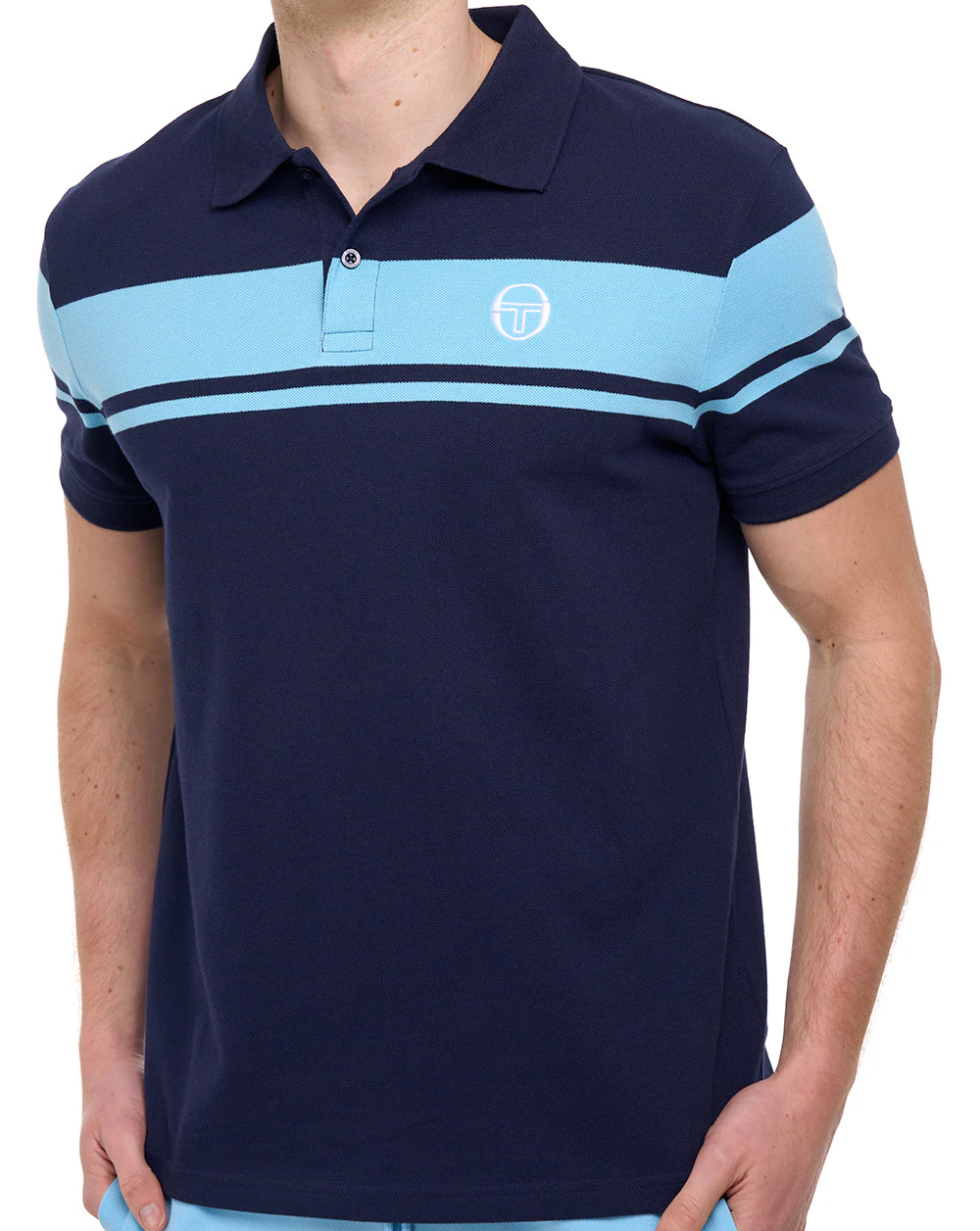 Sergio Tacchini Young Line Polo Shirt Navy Blue/Baltic Sea - Image 4