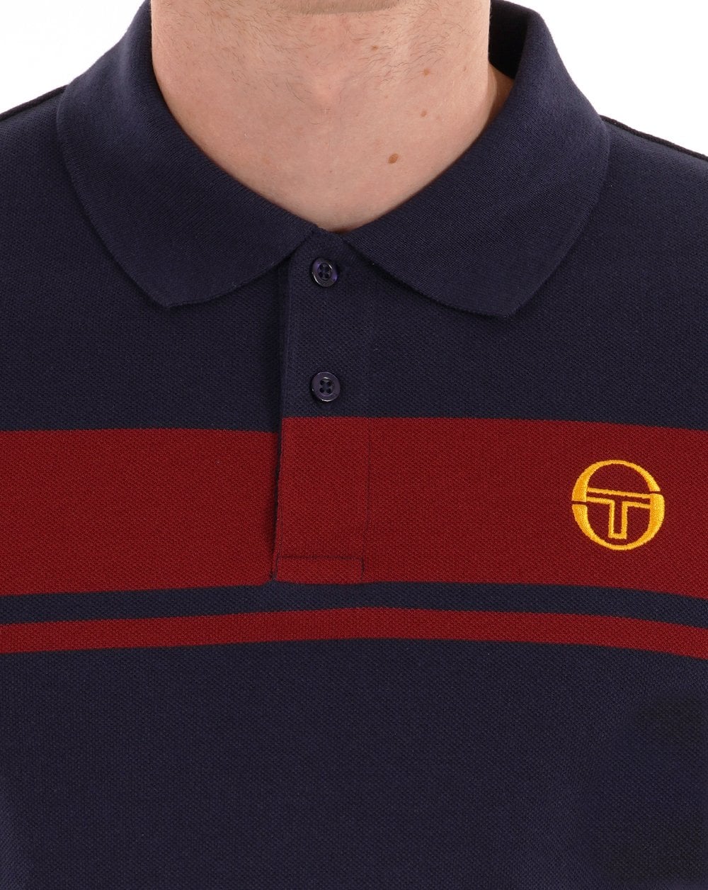 Sergio Tacchini Young Line Polo Shirt Navy Dark Red - Image 3