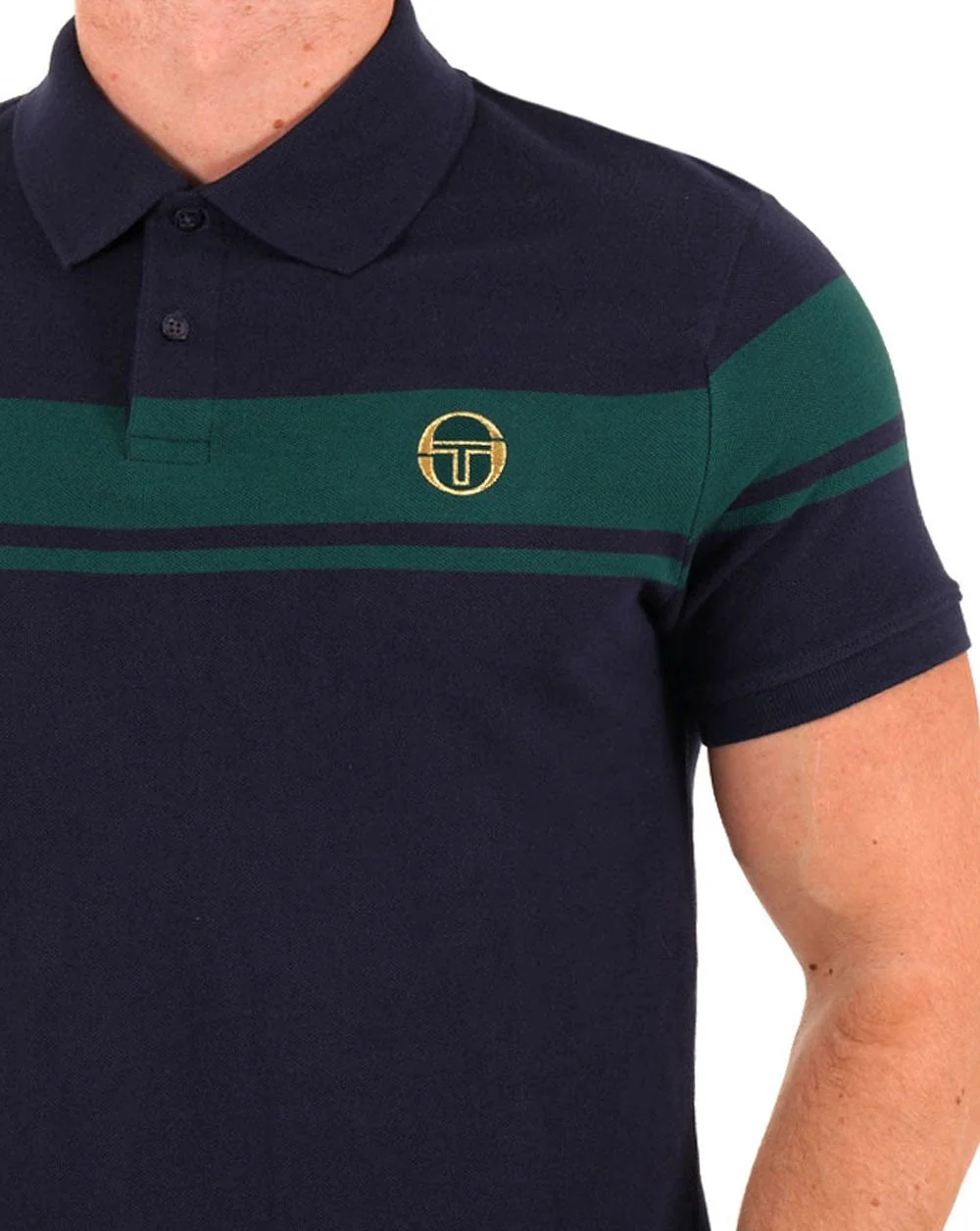 Sergio Tacchini Young Line Polo Shirt Navy Blue/Green - Image 2