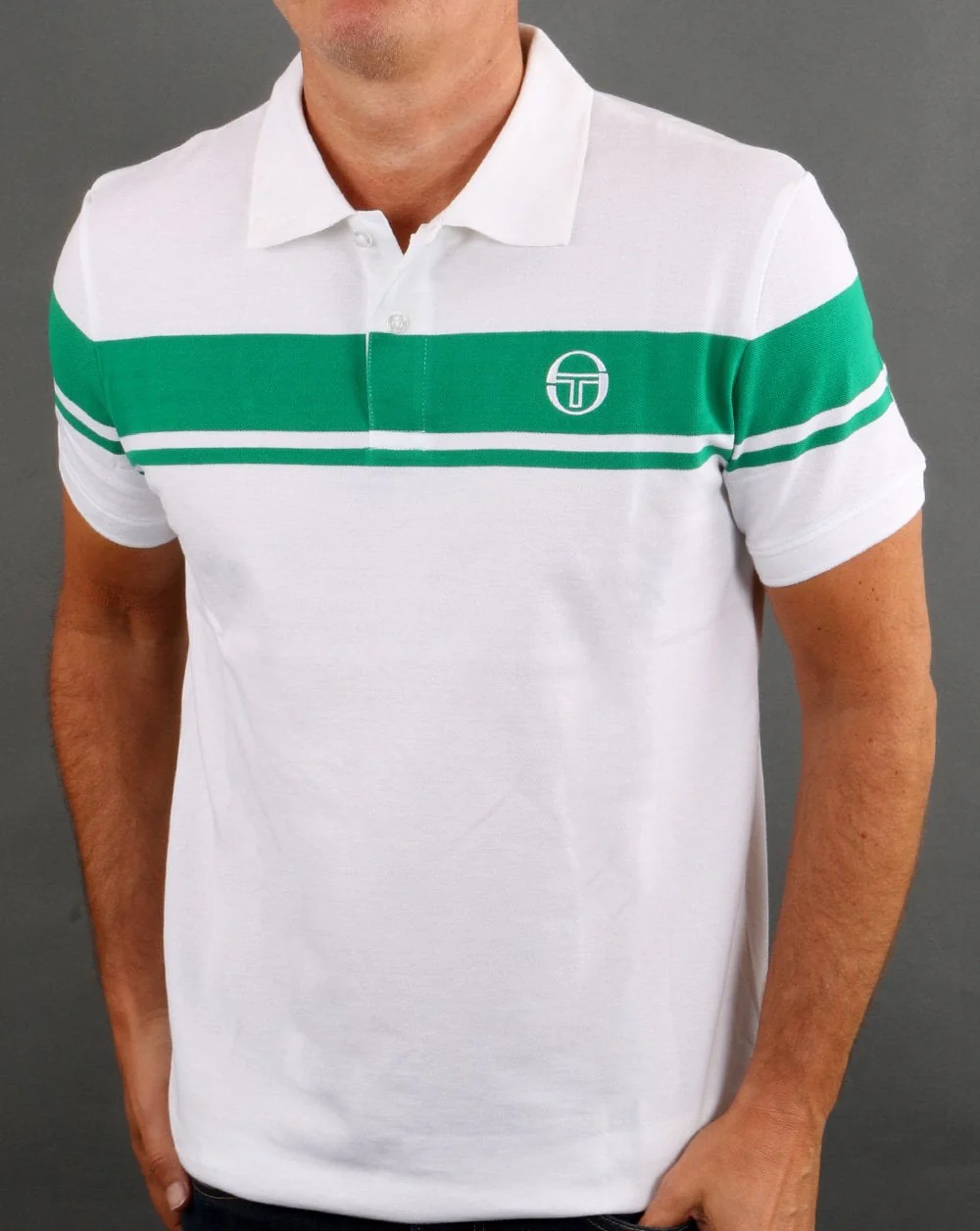 Sergio Tacchini Young Line Polo Shirt White/Green - Image 3