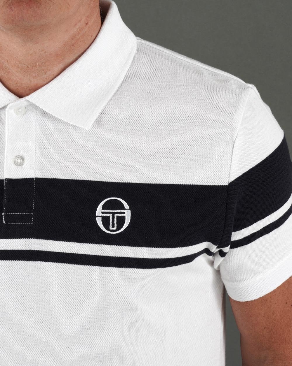 Sergio Tacchini Young Line Polo Shirt White/Navy - Image 2