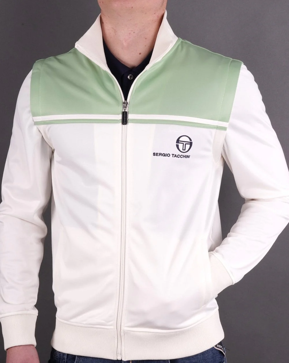 Sergio Tacchini Young Line Zip Off Track Top Gardenia Green - Image 3