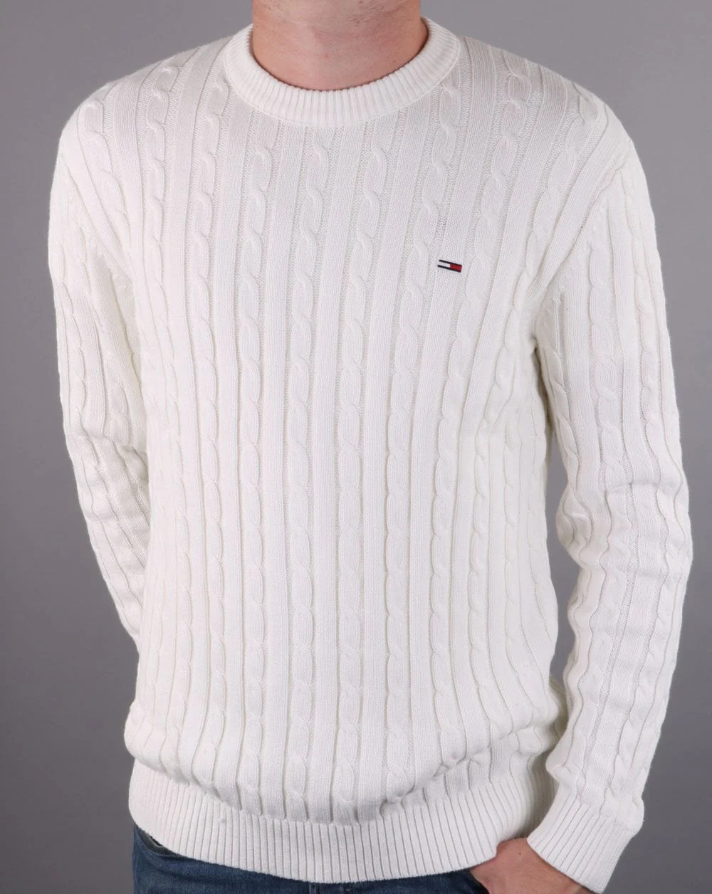Tommy Hilfiger Cable Knit Jumper Ecru - Image 2