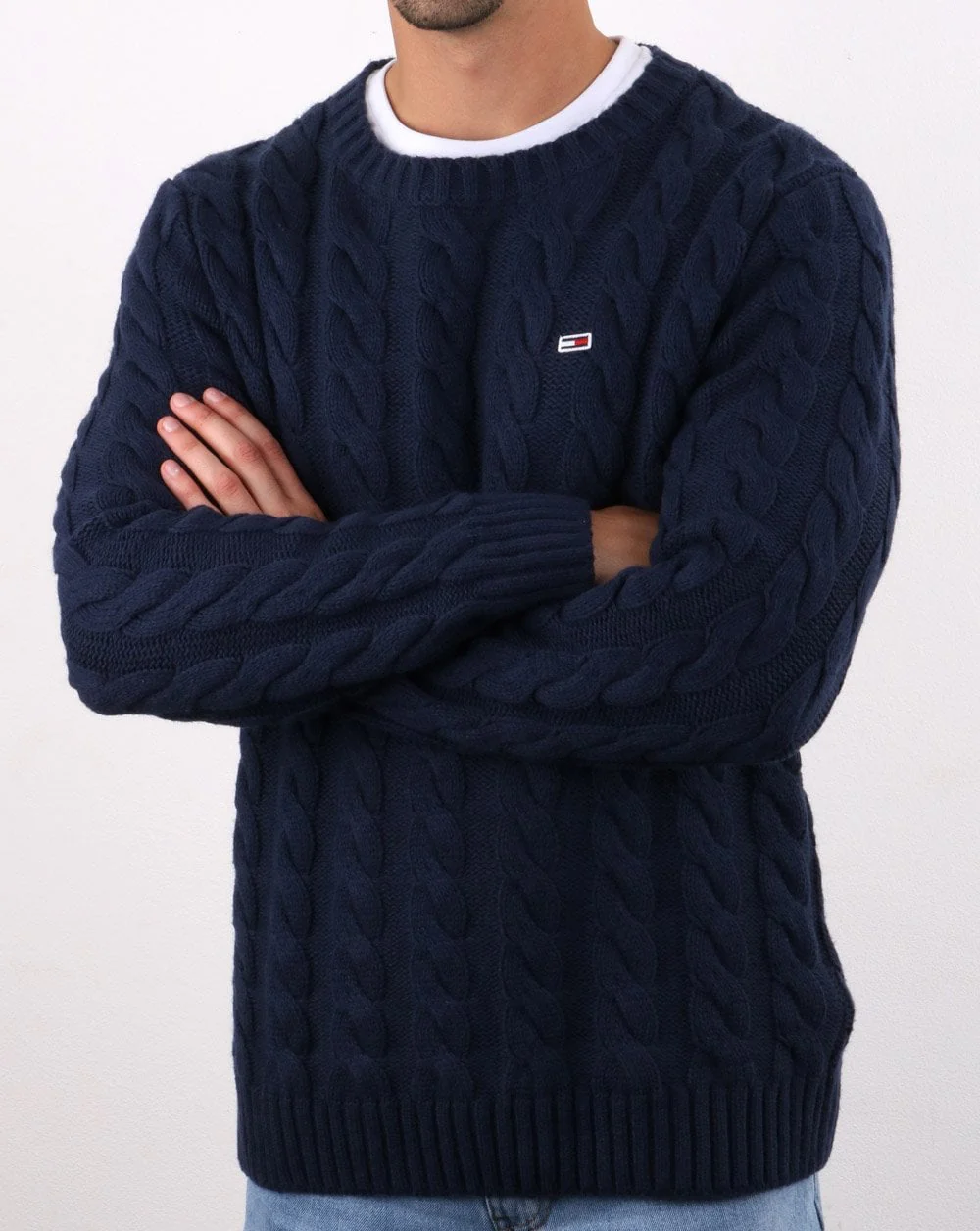 Tommy Hilfiger Cable Knit Jumper Navy - Image 2