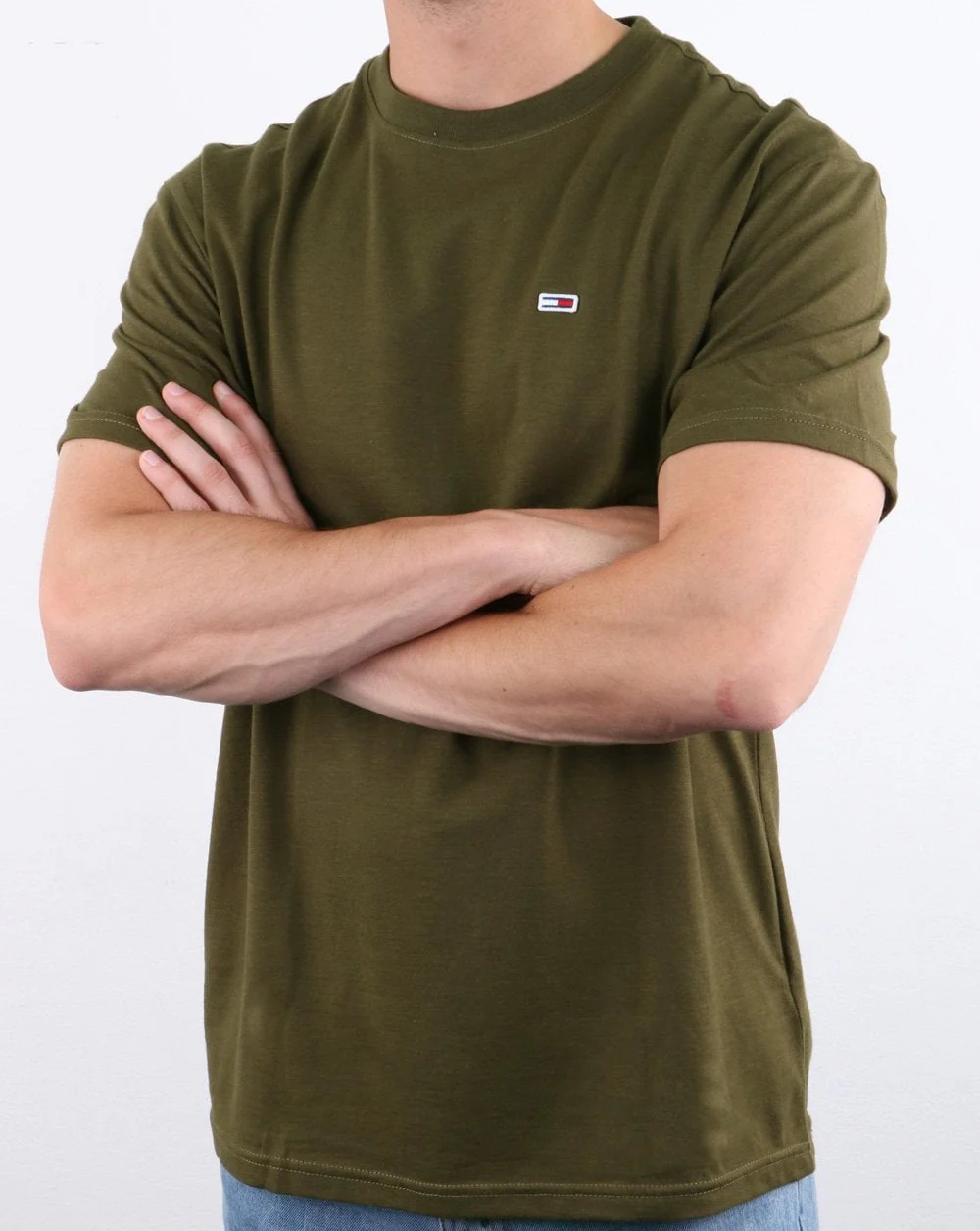 Tommy Hilfiger Contrast Neck Washed Tee Olive Night - Image 3