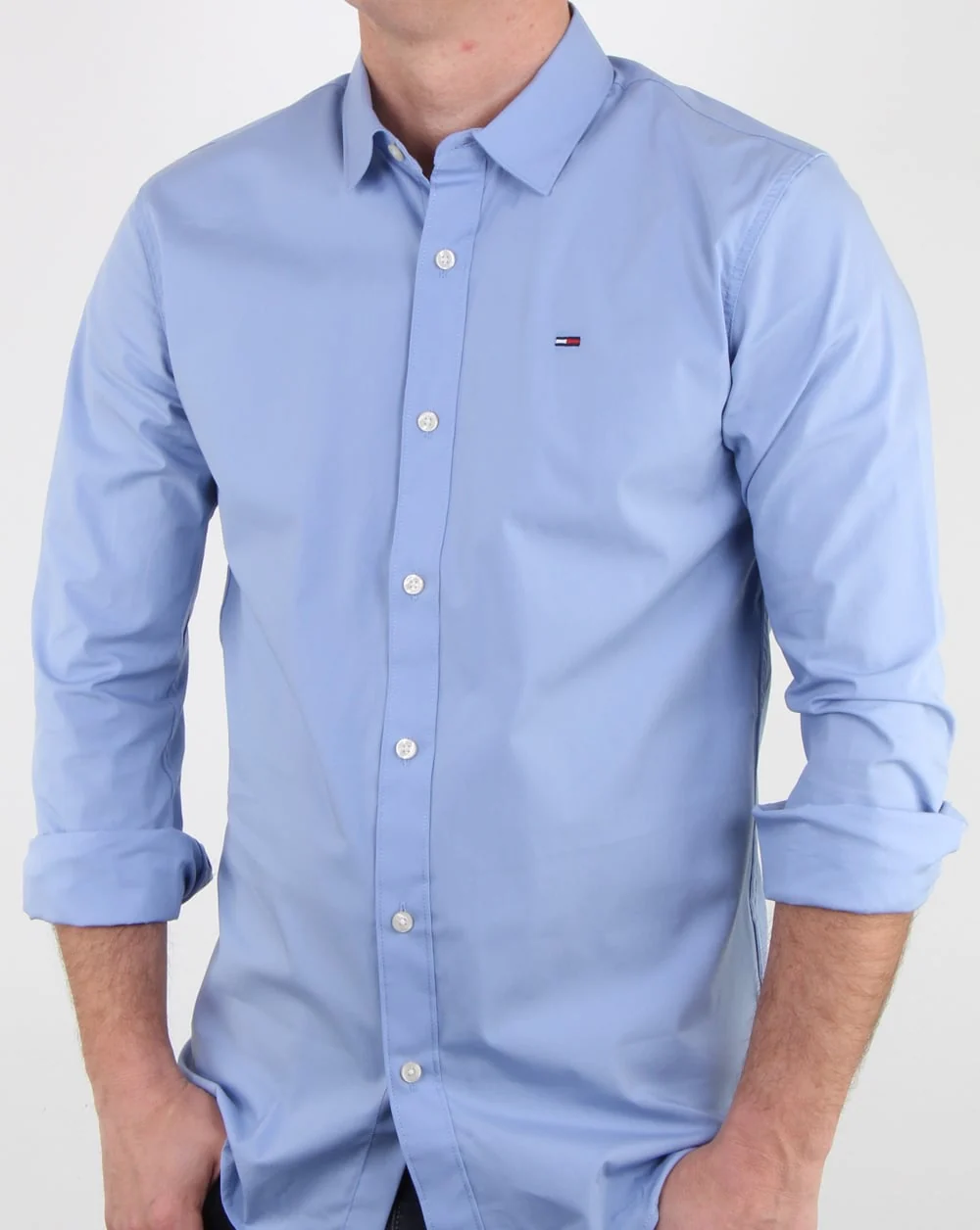 Tommy Hilfiger Cotton Stretch Shirt Deep Sky Blue - Image 2