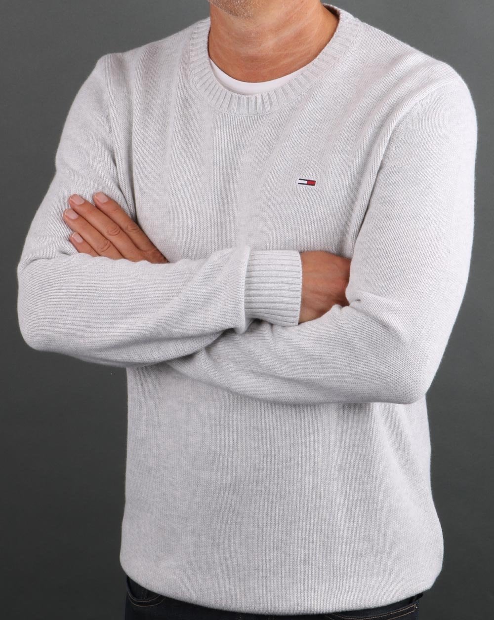 Tommy Hilfiger Crew Neck Jumper Silver Grey - Image 3