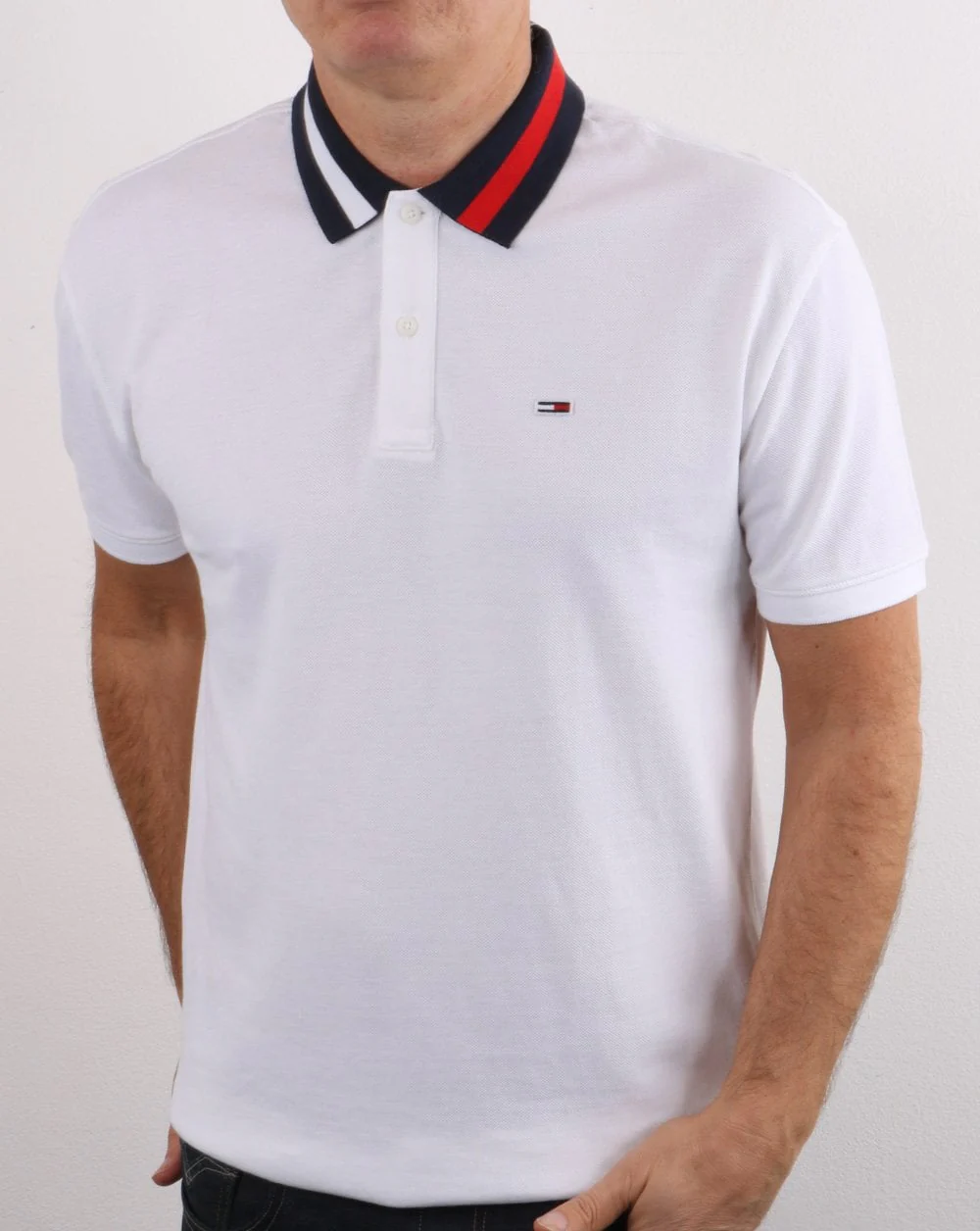 Tommy Hilfiger Flag Neck Polo Shirt White - Image 2