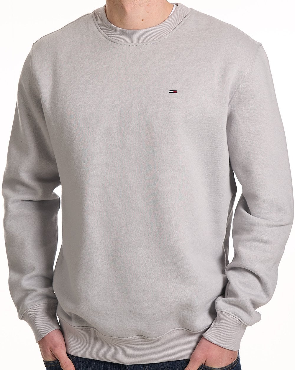 Tommy Jeans Flag Crew Sweatshirt Light Grey - Image 2