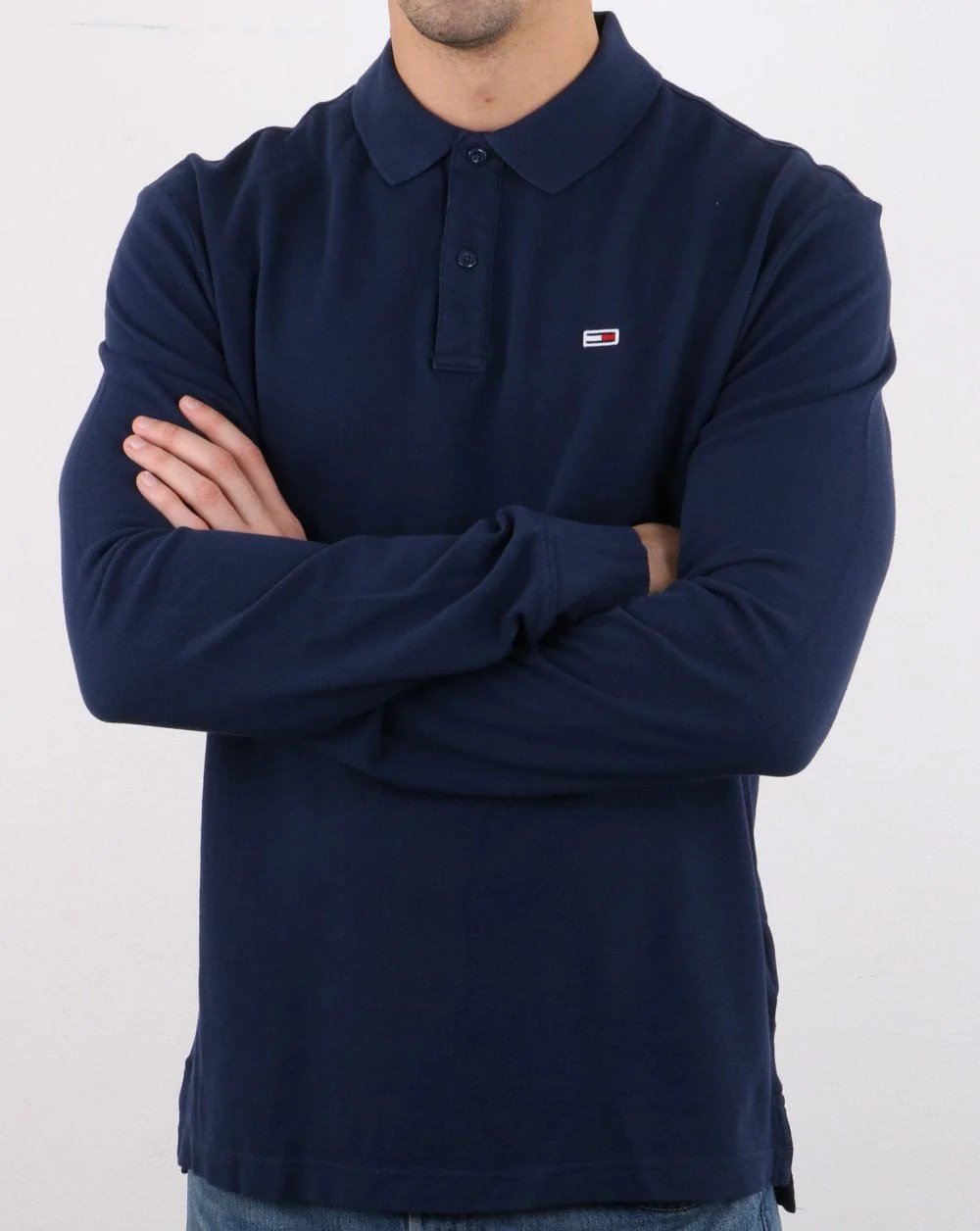 Tommy Hilfiger Long Sleeve Polo Shirt Navy - Image 3