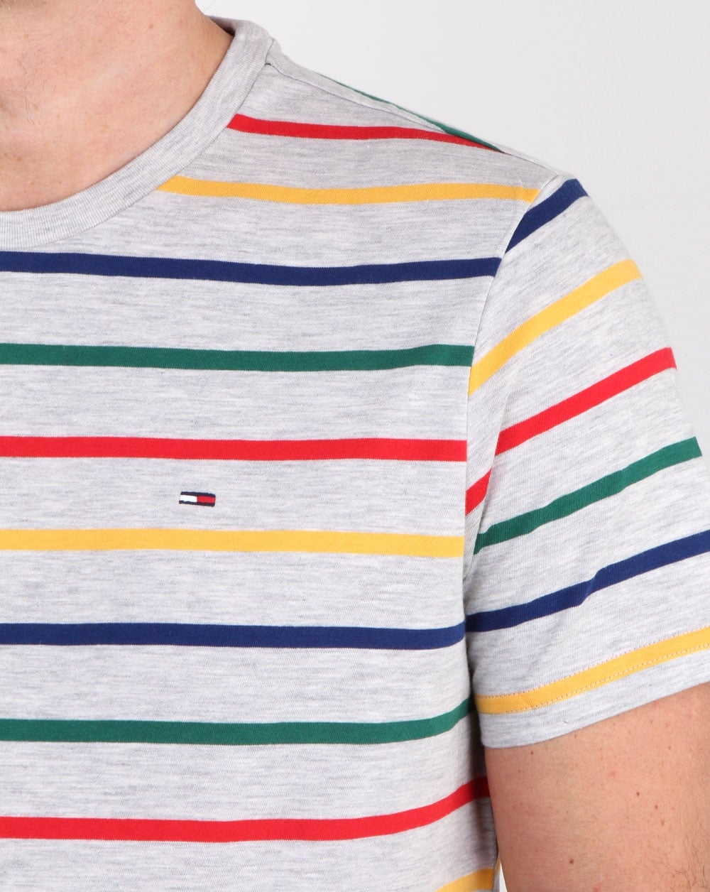 Tommy Hilfiger Multi Stripe T Shirt White - Image 2