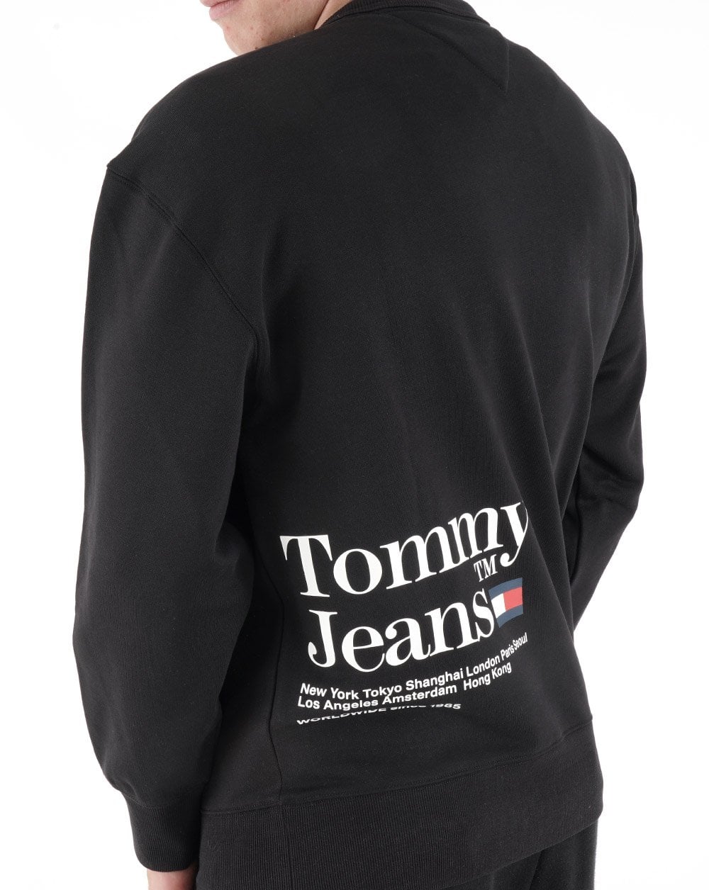 Tommy Hilfiger Text Crew Neck Sweatshirt Black - Image 3