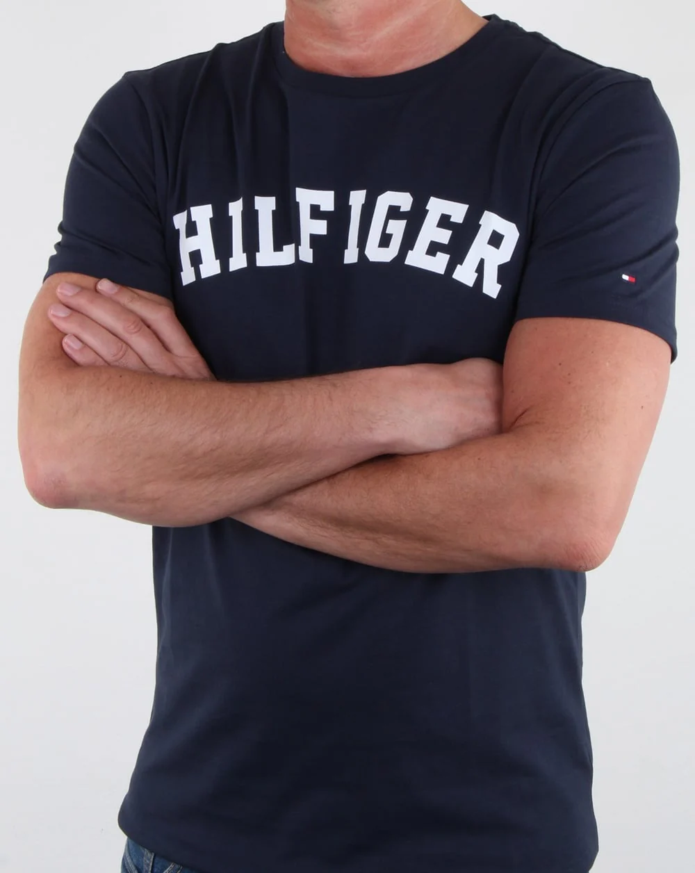 Tommy Hilfiger Text Logo T Shirt Navy - Image 3