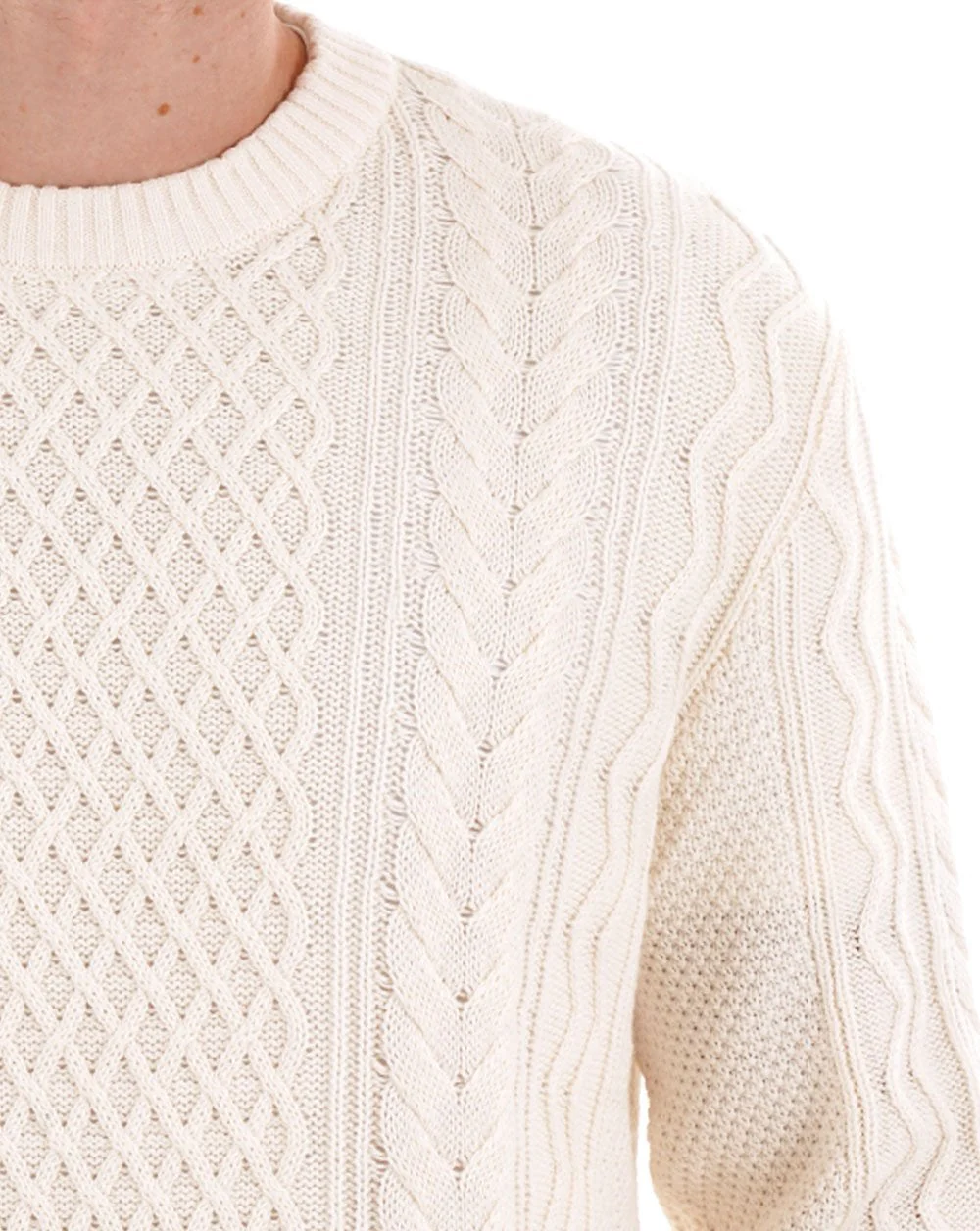 Tommy Jeans Badge Cable Knit Jumper Ancient White - Image 2