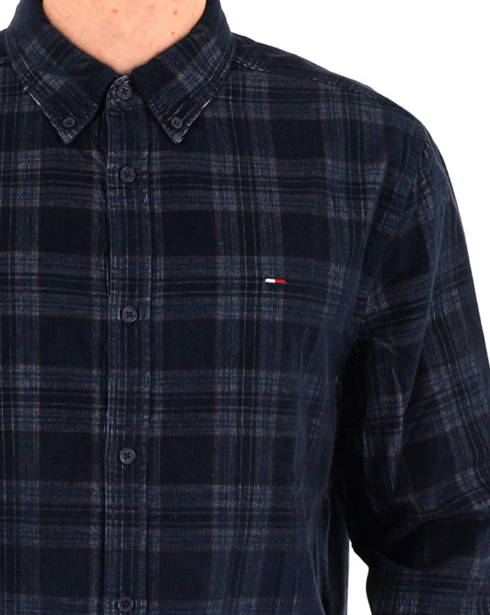 Tommy Jeans Check Cord Shirt Dark Night Navy - Image 2