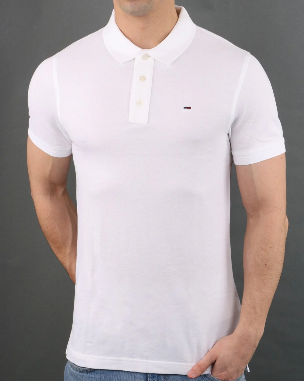 Tommy Jeans Cotton Pique Polo Shirt White - Image 2