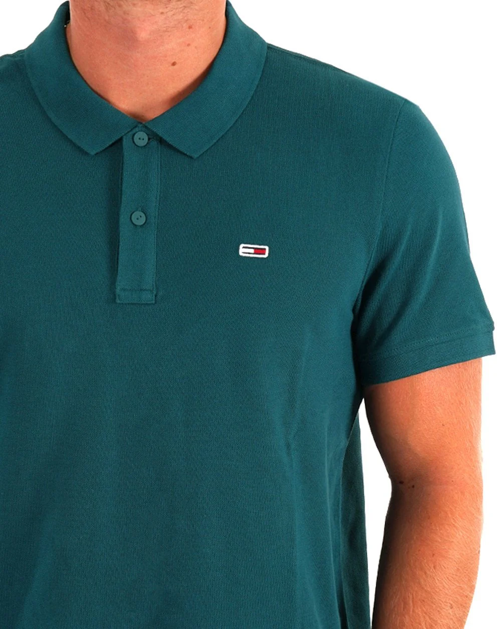 Tommy Jeans Slim Placket Polo Deep Seawater Green - Image 2