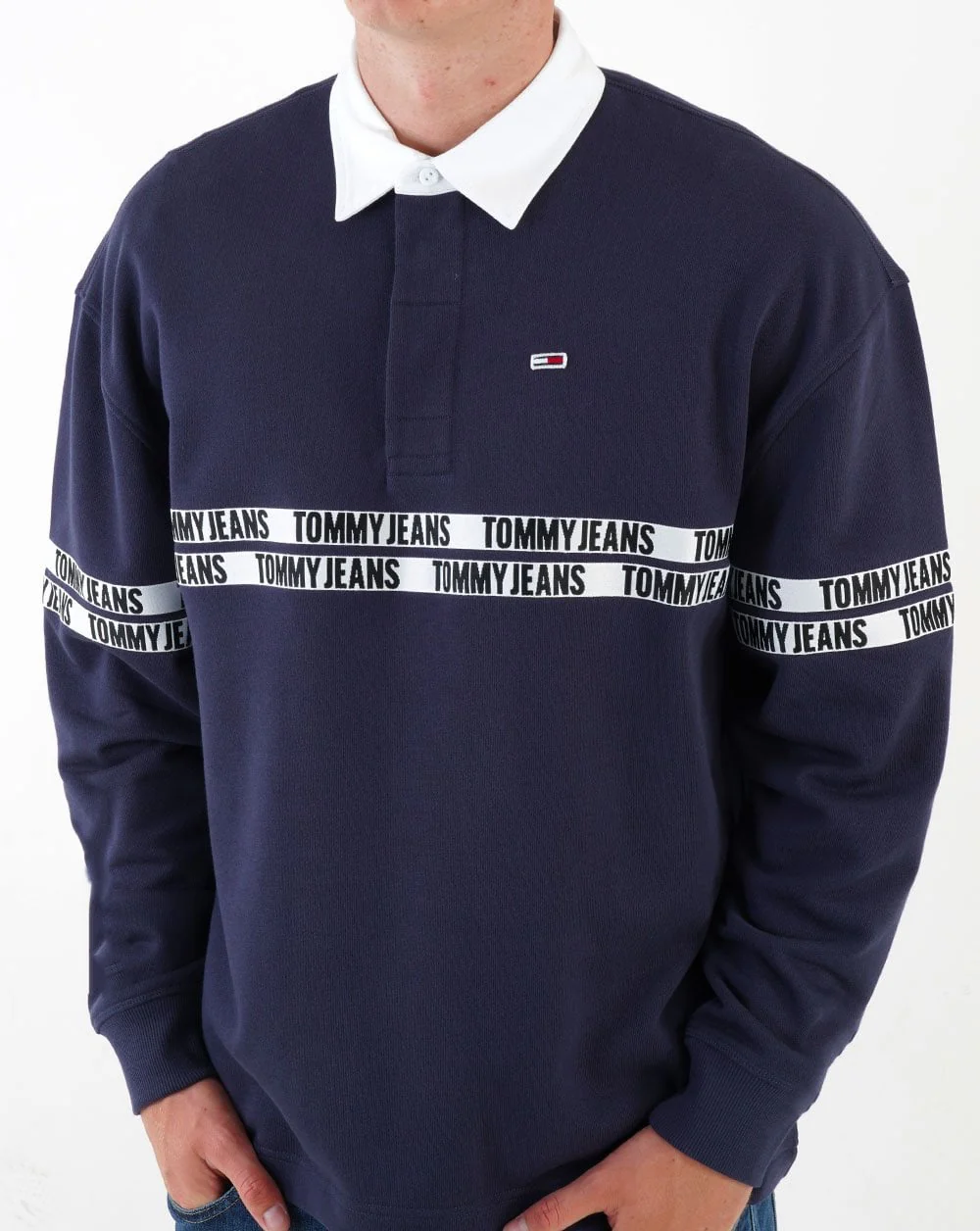 Tommy Jeans Tape Rugby Shirt Navy