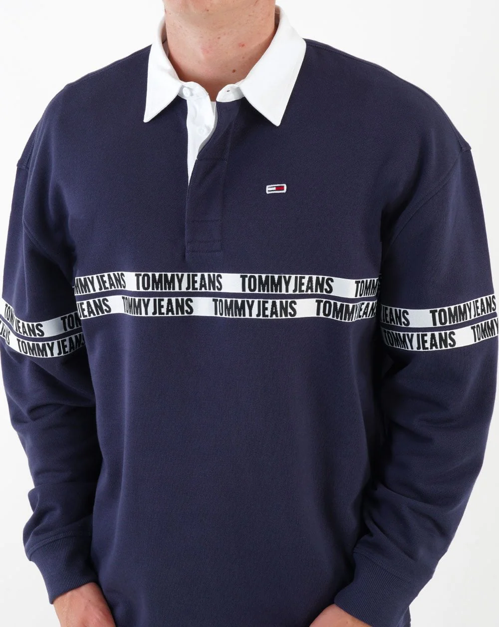 Tommy Jeans Tape Rugby Shirt Navy - Image 3