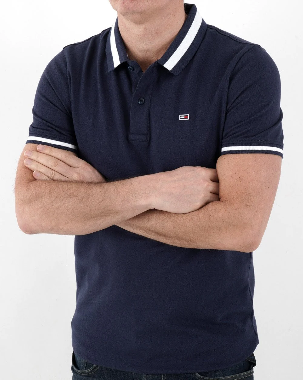 Tommy Jeans Tipped Stretch Polo Shirt Navy - Image 3