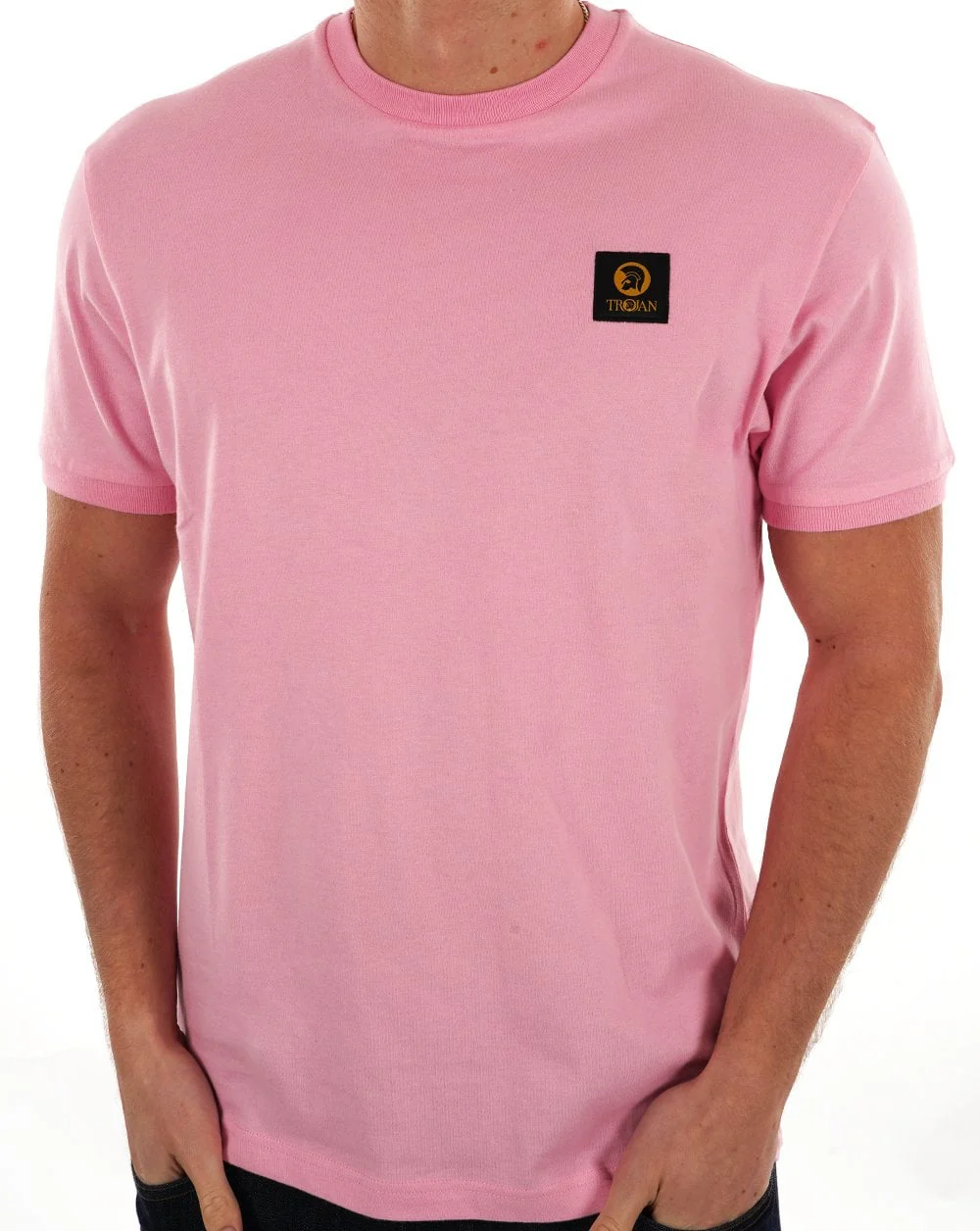 Trojan Badged Plain T-shirt Pink