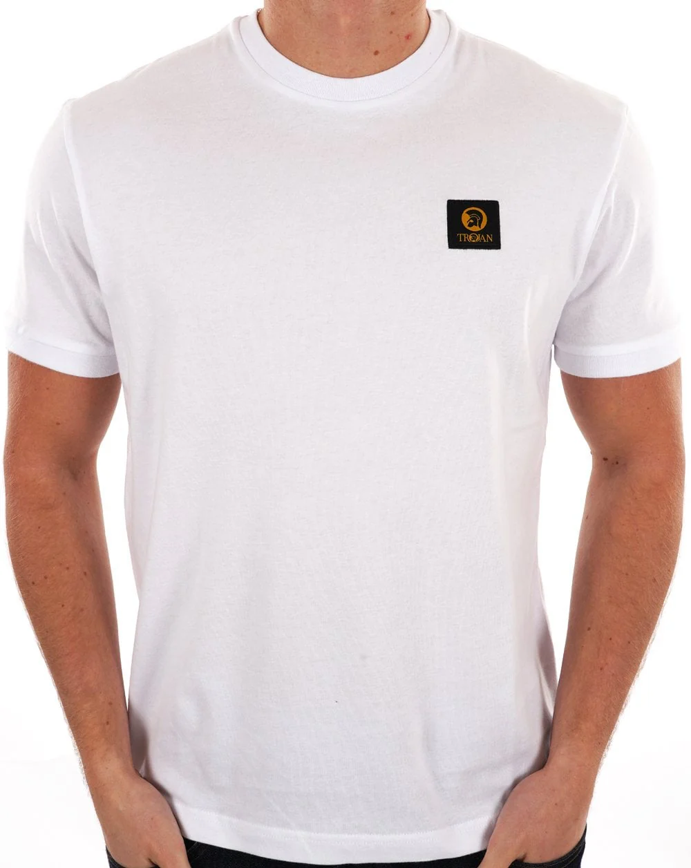 Trojan Badged Plain T-shirt White - Image 3