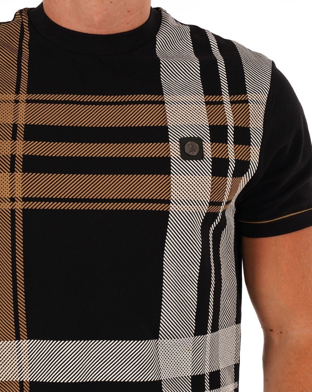 Trojan Check Panel T-shirt Black - Image 2