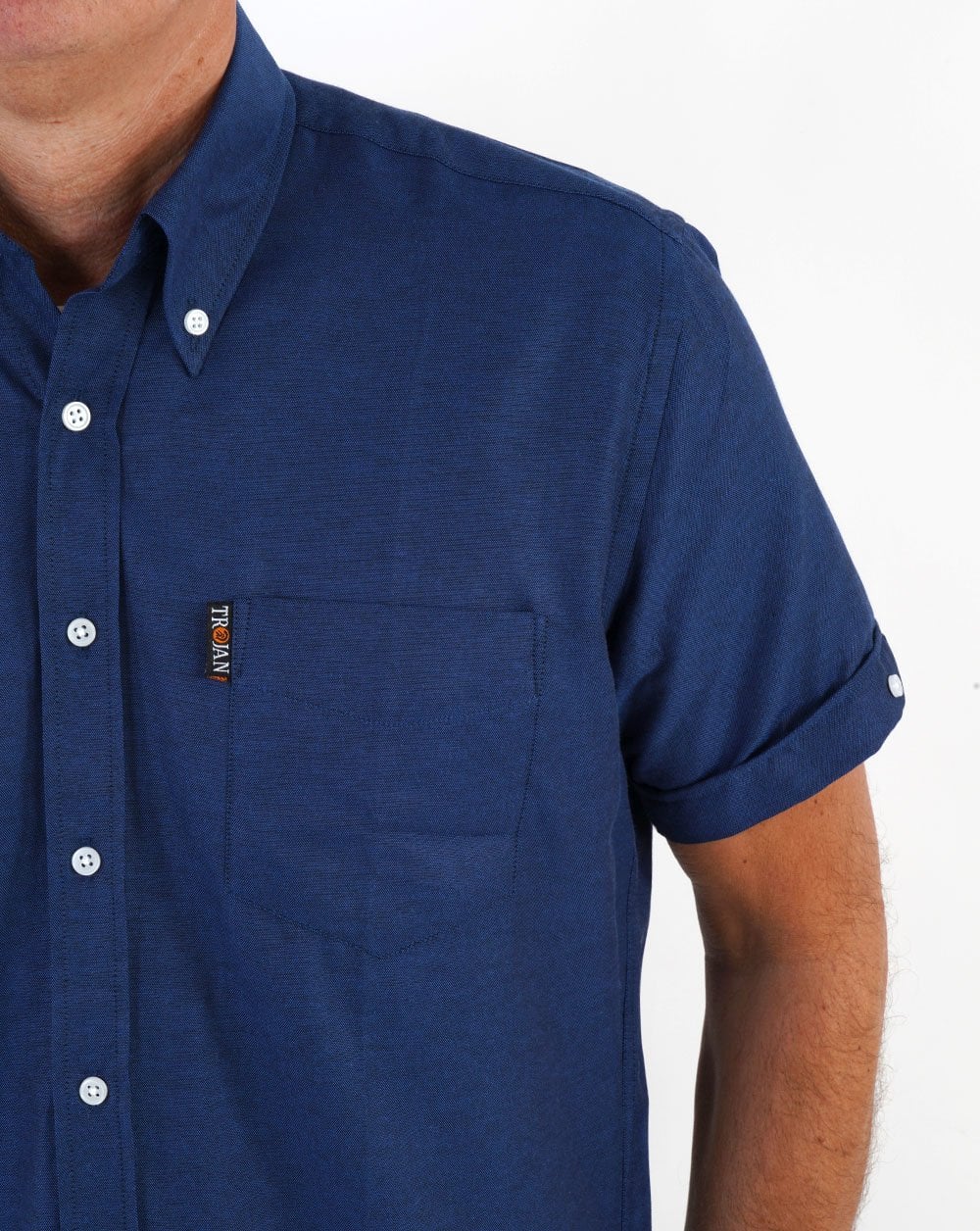 Trojan Classic Oxford Short Sleeve Shirt Navy - Image 2