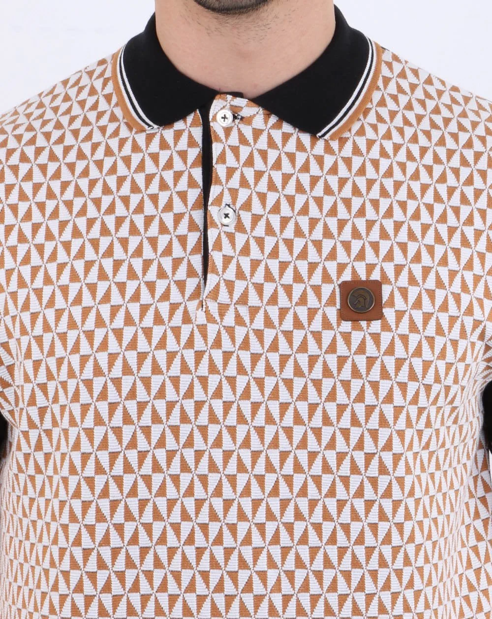Trojan Diamond Jacquard Polo Shirt Black - Image 2