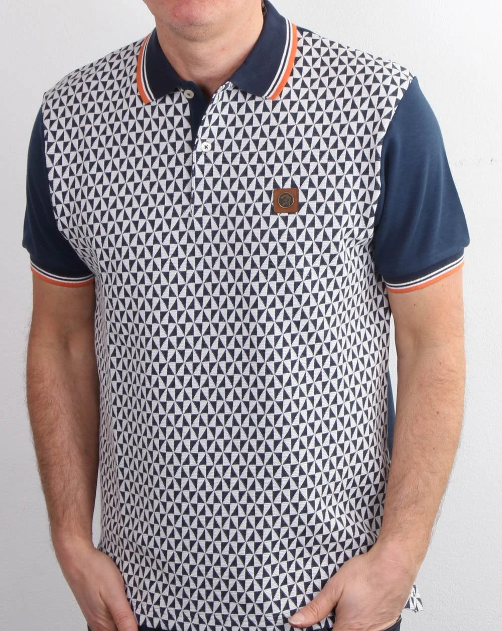 Trojan Diamond Polo Shirt Navy - Image 3