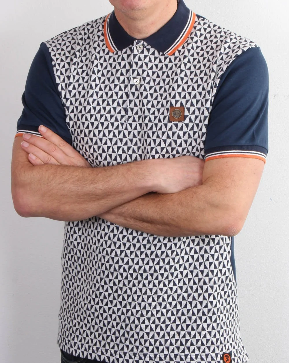 Trojan Diamond Polo Shirt Navy - Image 4