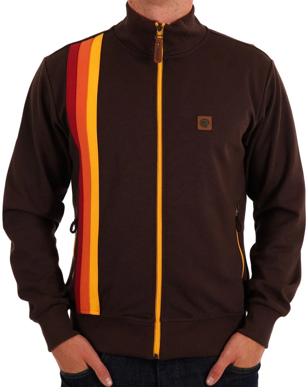 Trojan Gallagher Racing Stripe Track Top Chocolate - Image 3