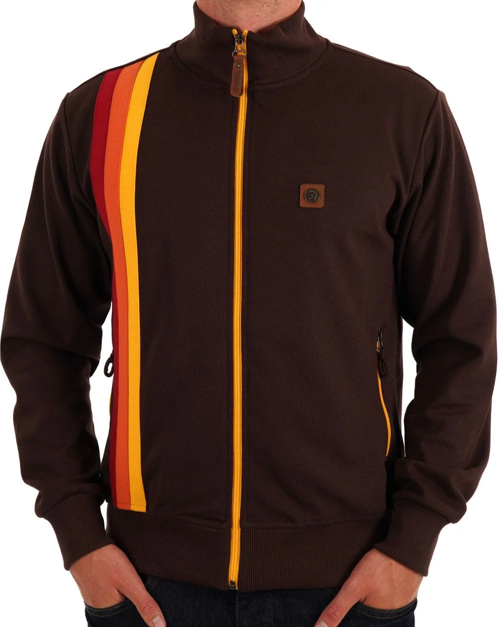 Trojan Gallagher Racing Stripe Track Top Chocolate - Image 4