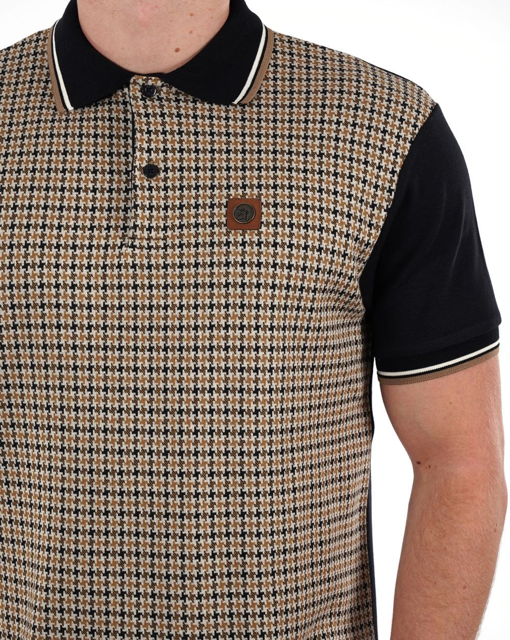 Trojan Houndstooth Panel Polo Black - Image 2