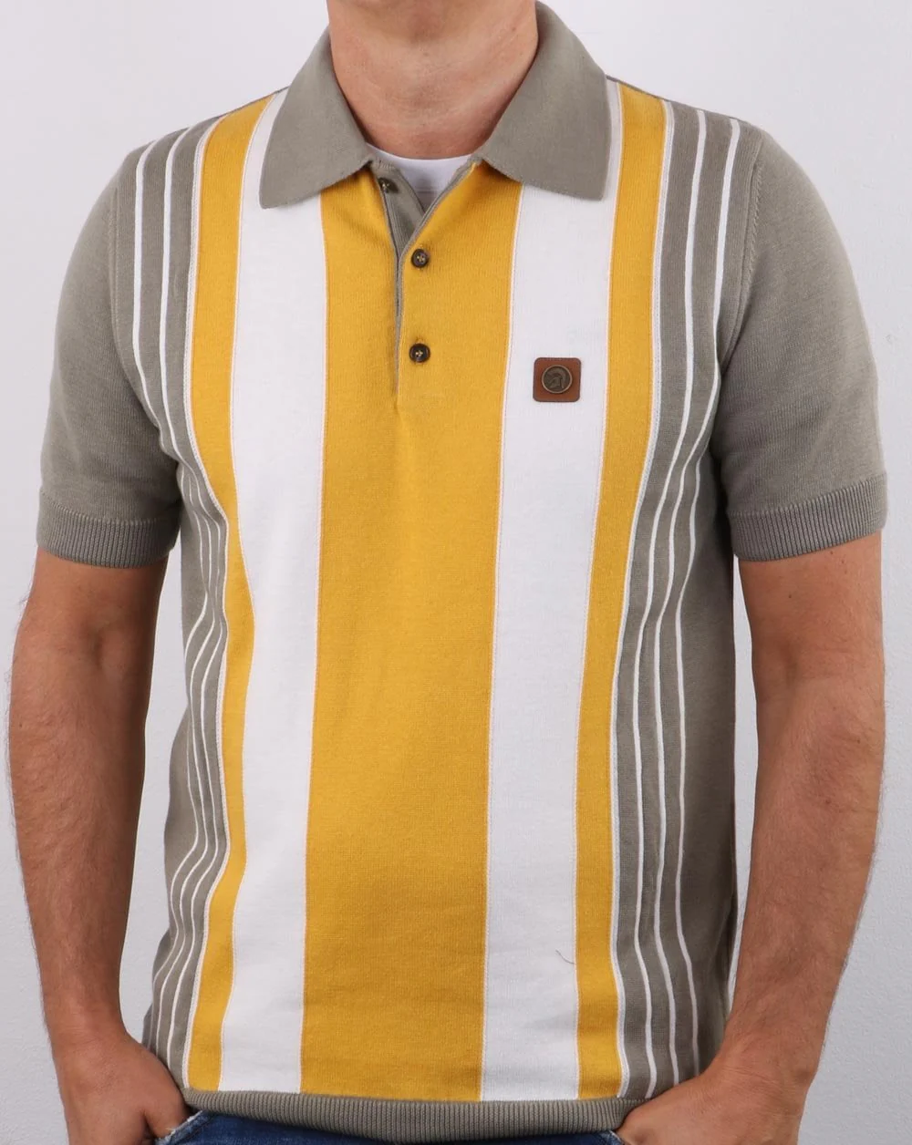 Trojan Multi-stripe Knit Polo Slate
