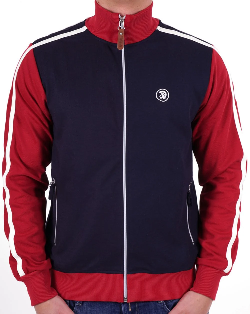 Trojan Plain Panel Track Top Navy/Red - Image 3